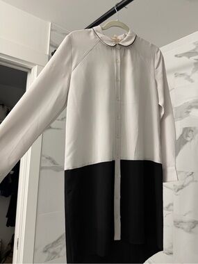 Olive & Oak Two-Tone Black and White Long Sleeve Shirt Dress